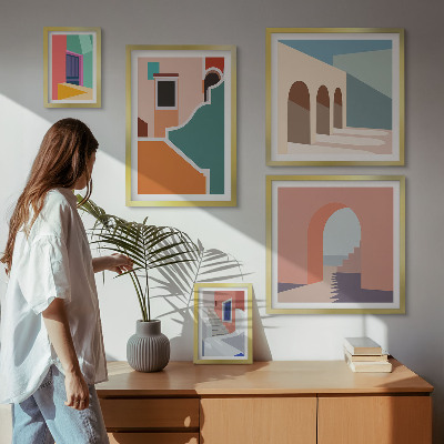 Tableau de décoration murale Illustrations colorées de bâtiments