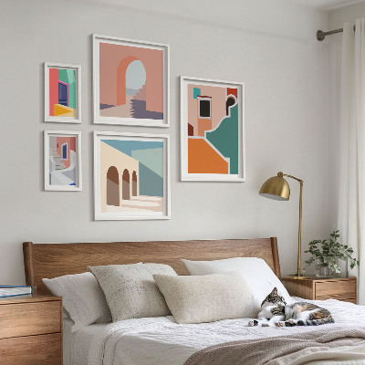 Tableau de décoration murale Illustrations colorées de bâtiments