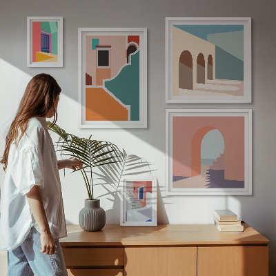 Tableau de décoration murale Illustrations colorées de bâtiments