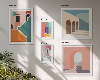 Tableau de décoration murale Illustrations colorées de bâtiments