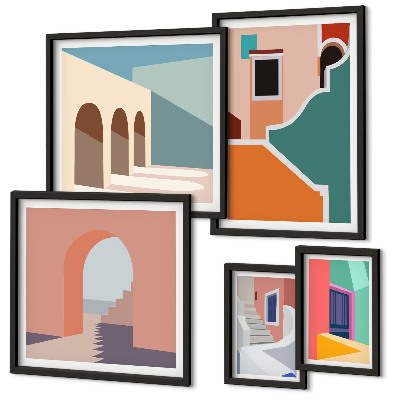 Tableau de décoration murale Illustrations colorées de bâtiments