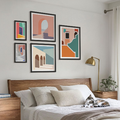 Tableau de décoration murale Illustrations colorées de bâtiments