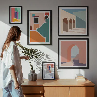 Tableau de décoration murale Illustrations colorées de bâtiments