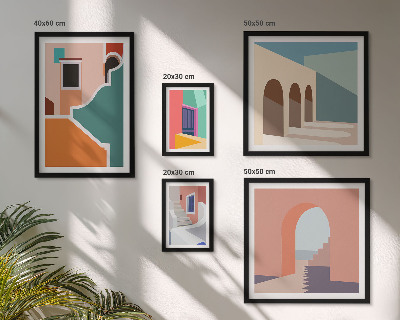 Tableau de décoration murale Illustrations colorées de bâtiments