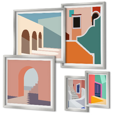 Tableau de décoration murale Illustrations colorées de bâtiments