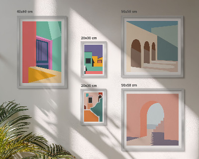 Lot de tableaux encadrés Illustrations colorées de la ville