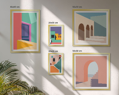 Lot de tableaux encadrés Illustrations colorées de la ville
