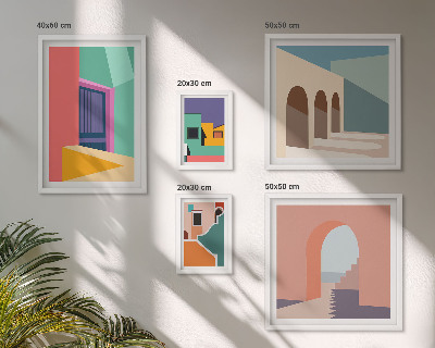 Lot de tableaux encadrés Illustrations colorées de la ville