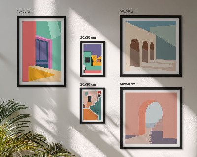 Lot de tableaux encadrés Illustrations colorées de la ville