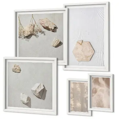 Ensemble de 5 tableaux aux textures naturelles et subtiles style bohème