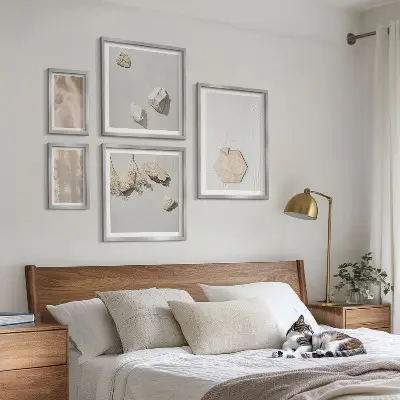 Ensemble de 5 tableaux aux textures naturelles et subtiles style bohème