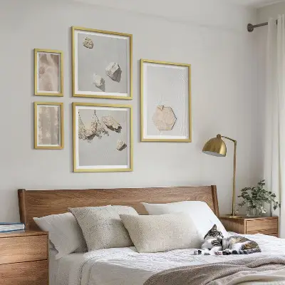 Ensemble de 5 tableaux aux textures naturelles et subtiles style bohème