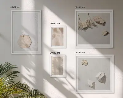 Ensemble de 5 tableaux aux textures naturelles et subtiles style bohème