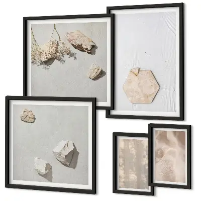 Ensemble de 5 tableaux aux textures naturelles et subtiles style bohème