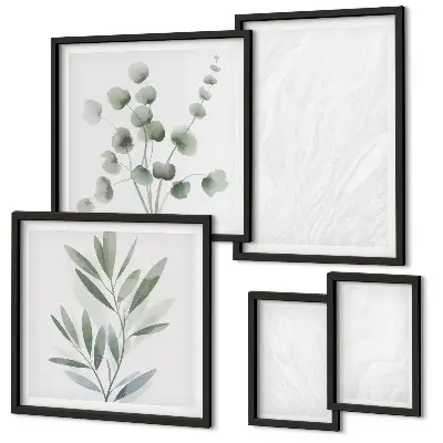 Lot de tableaux encadrés avec structure élégante en brindilles de marbre