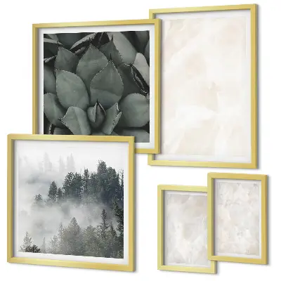 Lot de tableaux encadrés motifs géométriques pastel effet pierre