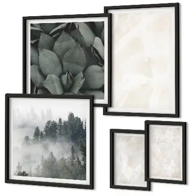 Lot de tableaux encadrés motifs géométriques pastel effet pierre