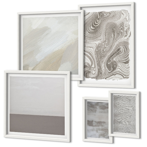 Ensemble de 5 tableaux Motifs abstraits industriels