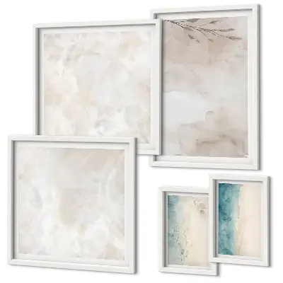 Ensemble de 5 tableaux motif texture aquarelle subtile