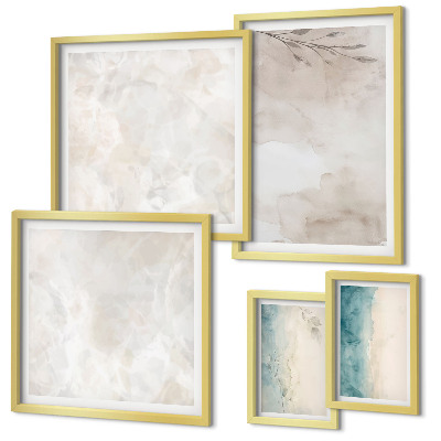 Ensemble de 5 tableaux Texture aquarelle subtile