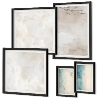 Ensemble de 5 tableaux motif texture aquarelle subtile