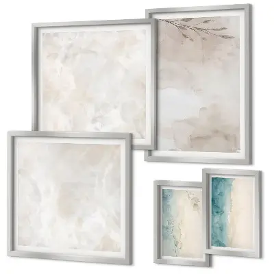 Ensemble de 5 tableaux motif texture aquarelle subtile