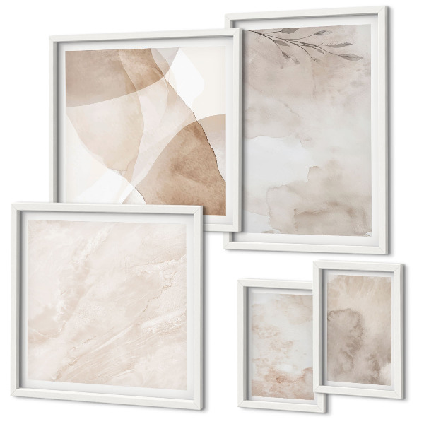 Lot de tableaux encadrés Peintures aquarelles textures bohèmes