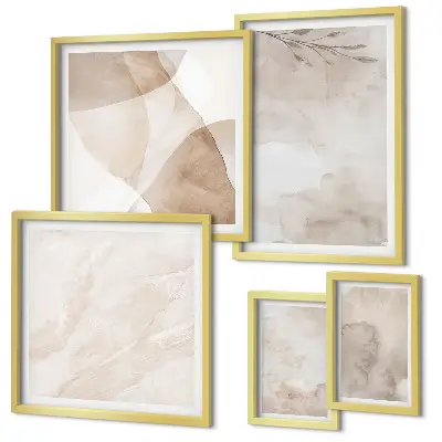 Lot de tableaux encadrés peintures aquarelles aux textures bohèmes