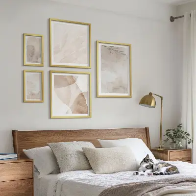 Lot de tableaux encadrés peintures aquarelles aux textures bohèmes
