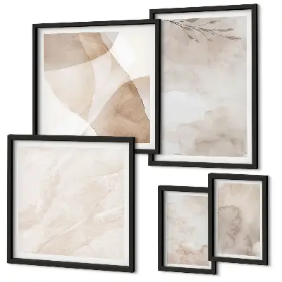 Lot de tableaux encadrés peintures aquarelles aux textures bohèmes