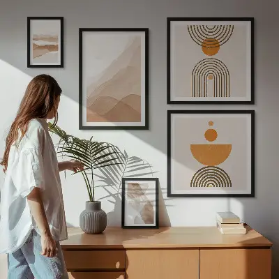 Tableau de décoration murale structures aux nuances minimalistes variées