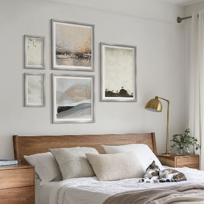 Ensemble de 5 tableaux Oiseaux, rochers, coups de pinceau, décorations