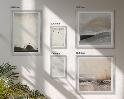 Ensemble de 5 tableaux Oiseaux, rochers, coups de pinceau, décorations