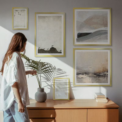 Ensemble de 5 tableaux Oiseaux, rochers, coups de pinceau, décorations