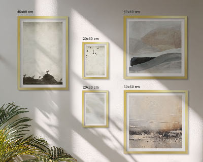Ensemble de 5 tableaux Oiseaux, rochers, coups de pinceau, décorations
