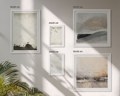 Ensemble de 5 tableaux Oiseaux, rochers, coups de pinceau, décorations