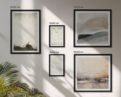 Ensemble de 5 tableaux Oiseaux, rochers, coups de pinceau, décorations