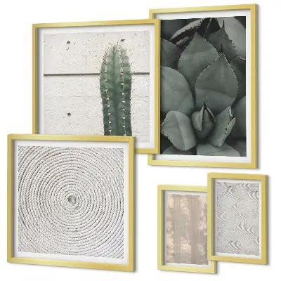 Lot de tableaux encadrés avec textures estivales et ambiance tropicale