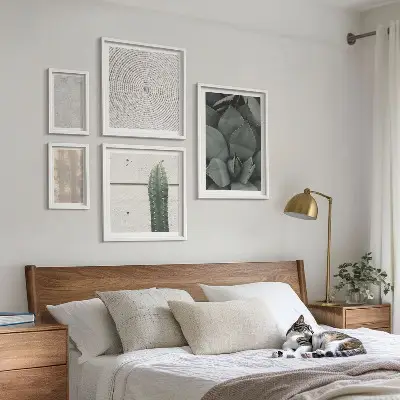 Lot de tableaux encadrés avec textures estivales et ambiance tropicale