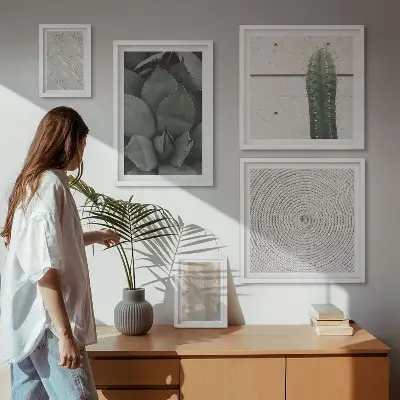 Lot de tableaux encadrés avec textures estivales et ambiance tropicale