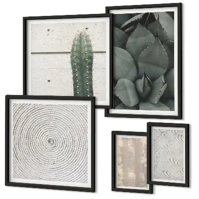 Lot de tableaux encadrés avec textures estivales et ambiance tropicale