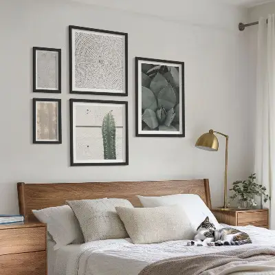 Lot de tableaux encadrés avec textures estivales et ambiance tropicale
