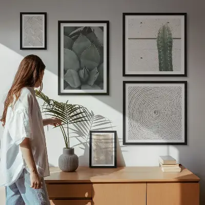 Lot de tableaux encadrés avec textures estivales et ambiance tropicale
