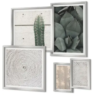 Lot de tableaux encadrés avec textures estivales et ambiance tropicale