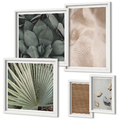 Ensemble de 5 tableaux Textures de pierre, de bois et de tissu