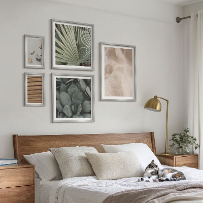 Ensemble de 5 tableaux Textures de pierre, de bois et de tissu
