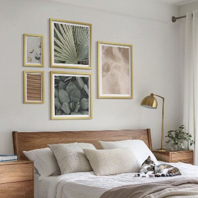 Ensemble de 5 tableaux Textures de pierre, de bois et de tissu