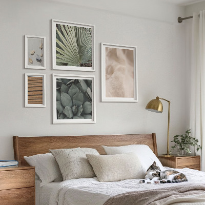 Ensemble de 5 tableaux Textures de pierre, de bois et de tissu
