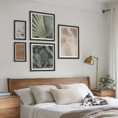 Ensemble de 5 tableaux Textures de pierre, de bois et de tissu