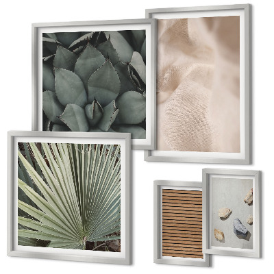 Ensemble de 5 tableaux Textures de pierre, de bois et de tissu